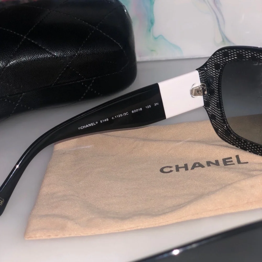 Chanel Vintage Sunglasses Gradient Lens Lace Effect Sunglasses